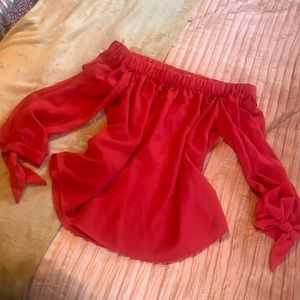 Red chiffon off shoulder top s